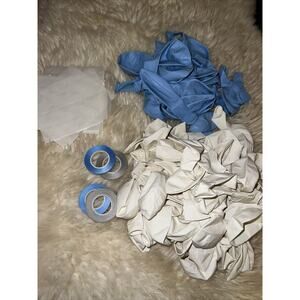 Lot of 12 Inch White and Blue Latex Balloon For Birthday Party Shower Streamers